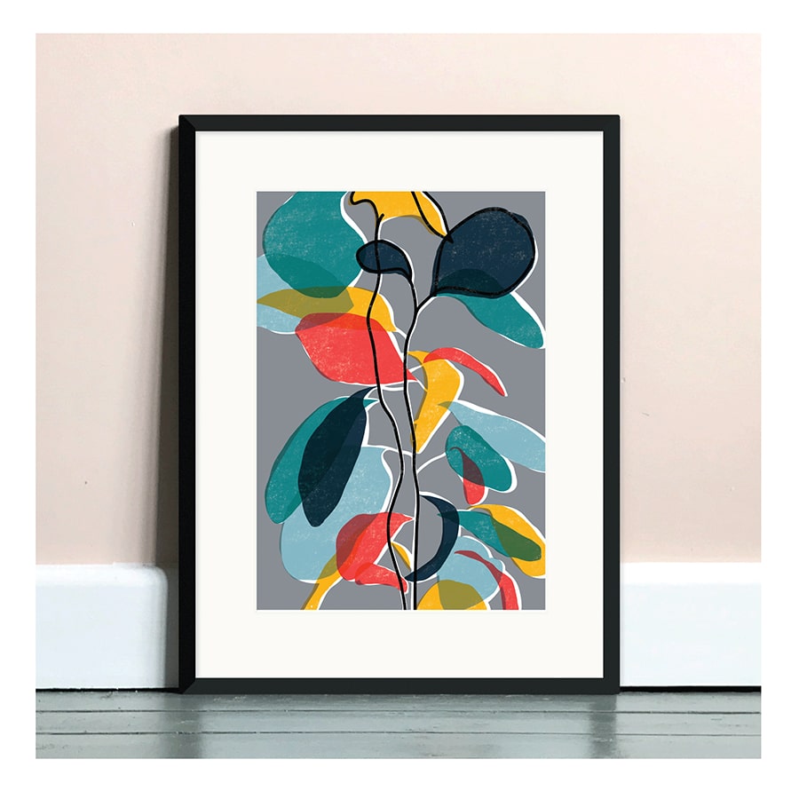 Baby Rubber Plant Print in Grey
