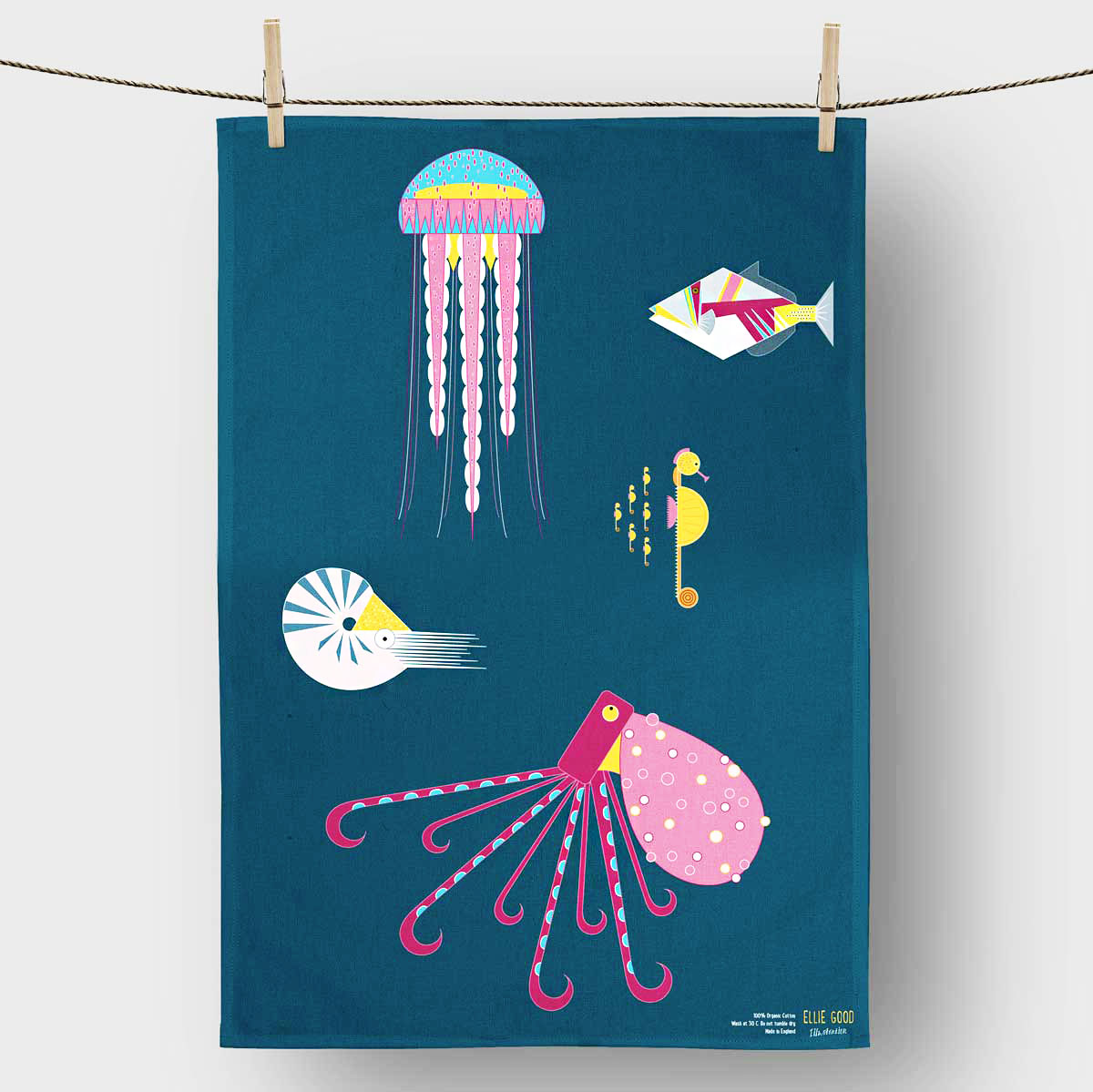 Sea Creatures Tea Towel