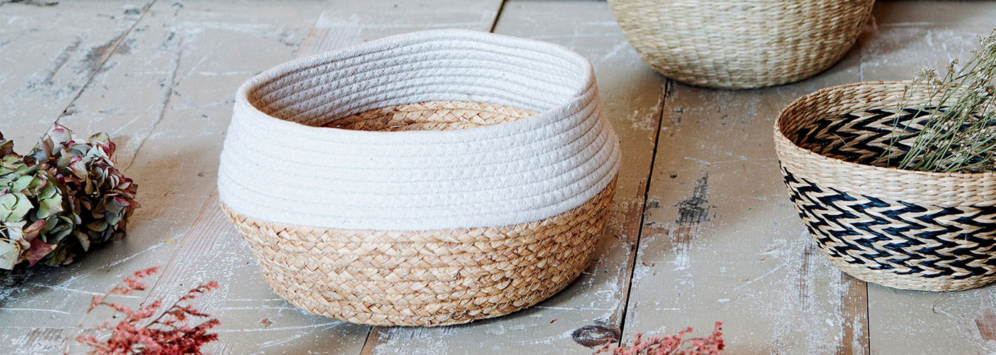 White Rope & Seagrass Basket