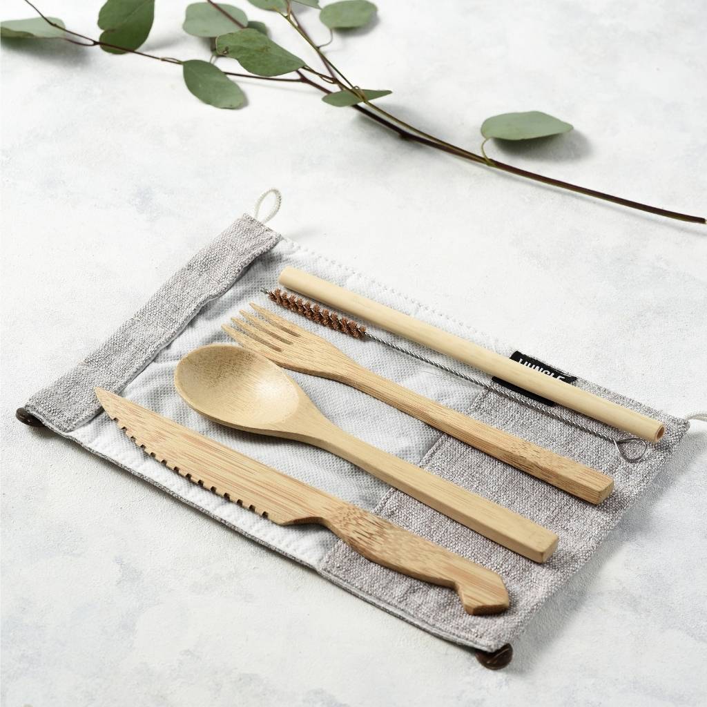 Bamboo Cutlery and Ash Hessian Wrap